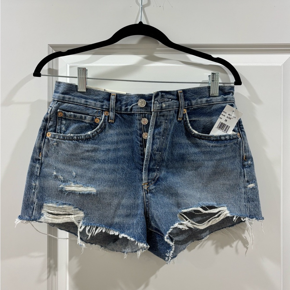 Agolde Ripped Blue Jean Shorts